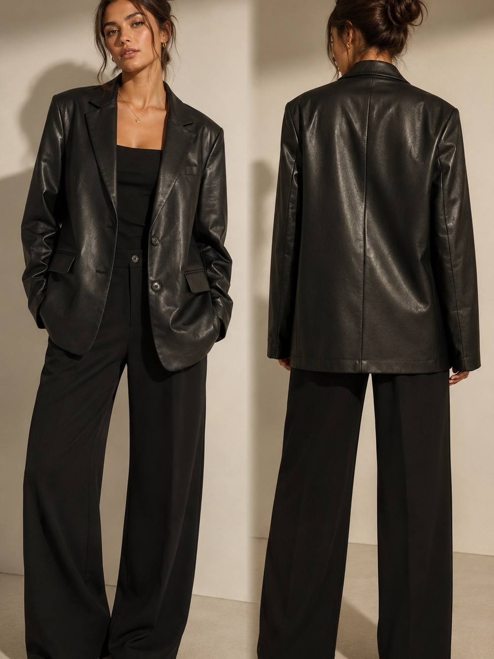 Wilfred by Aritzia Black Vegan Leather Blazer Jacket Size Small